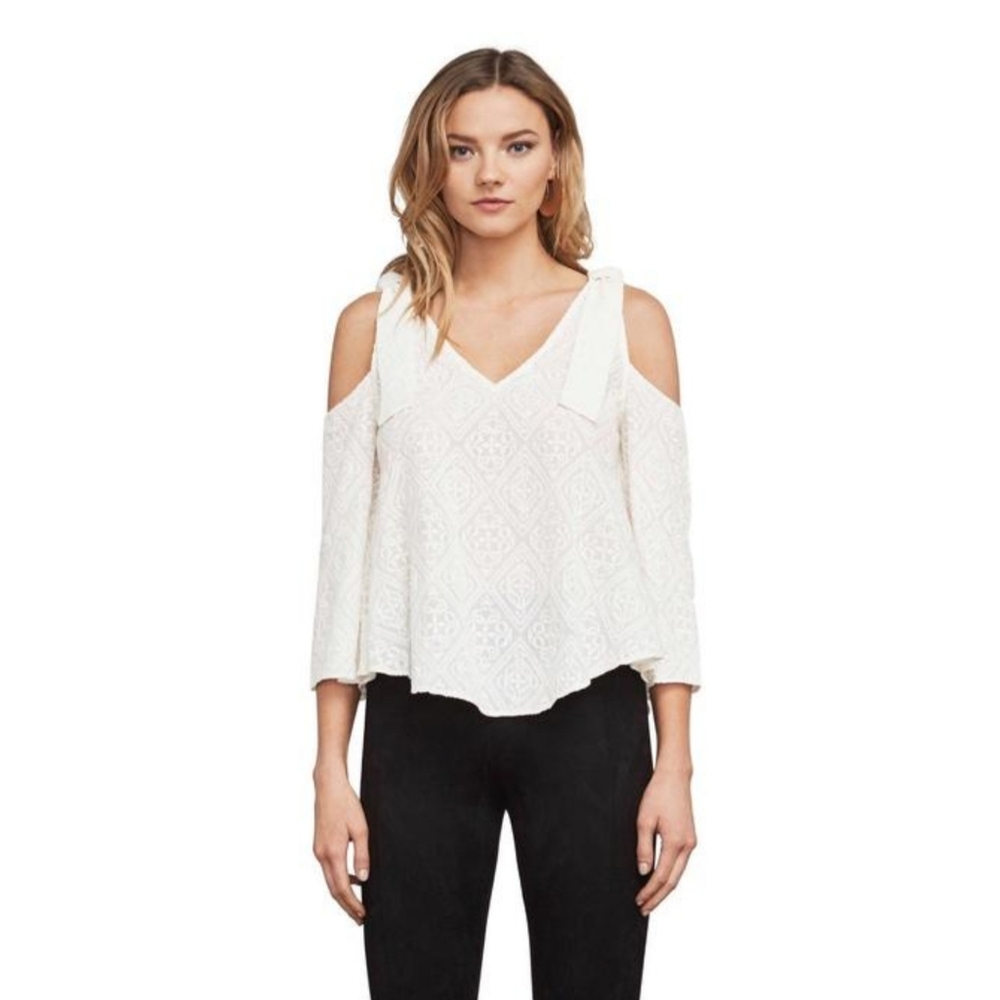 BCBGMAXAZRIA | Cassia Cold Shoulder White Blouse